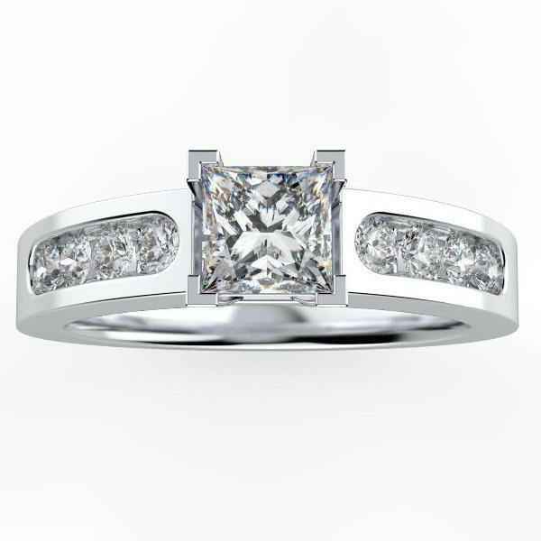 Princess Cut Diamond Engagement Ring with Side Stones