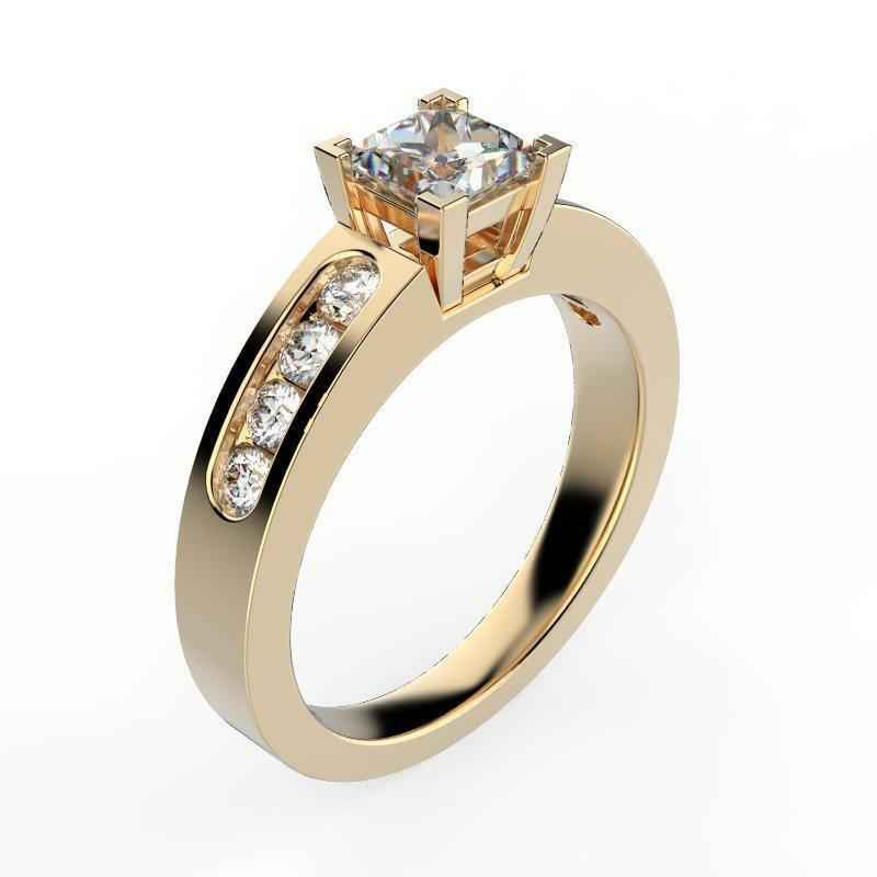 Princess Cut Diamond Engagement Ring with Side Stones