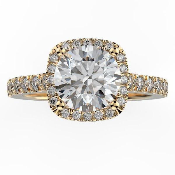 Round Diamond Cushion Halo White Gold Engagement Ring - Thenetjeweler