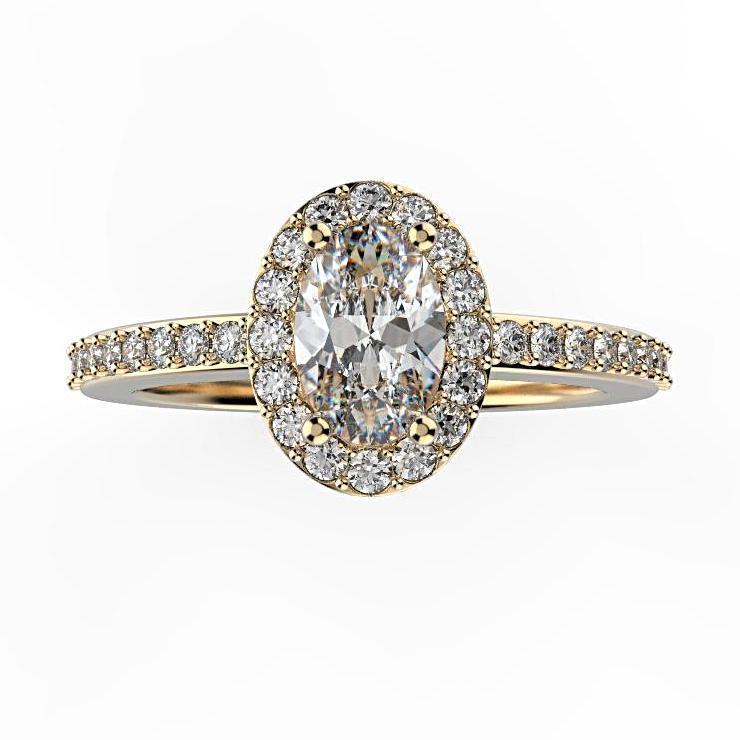 Oval Diamond Halo Engagement Ring 18K White Gold (0.36 ct. tw.) - Thenetjeweler