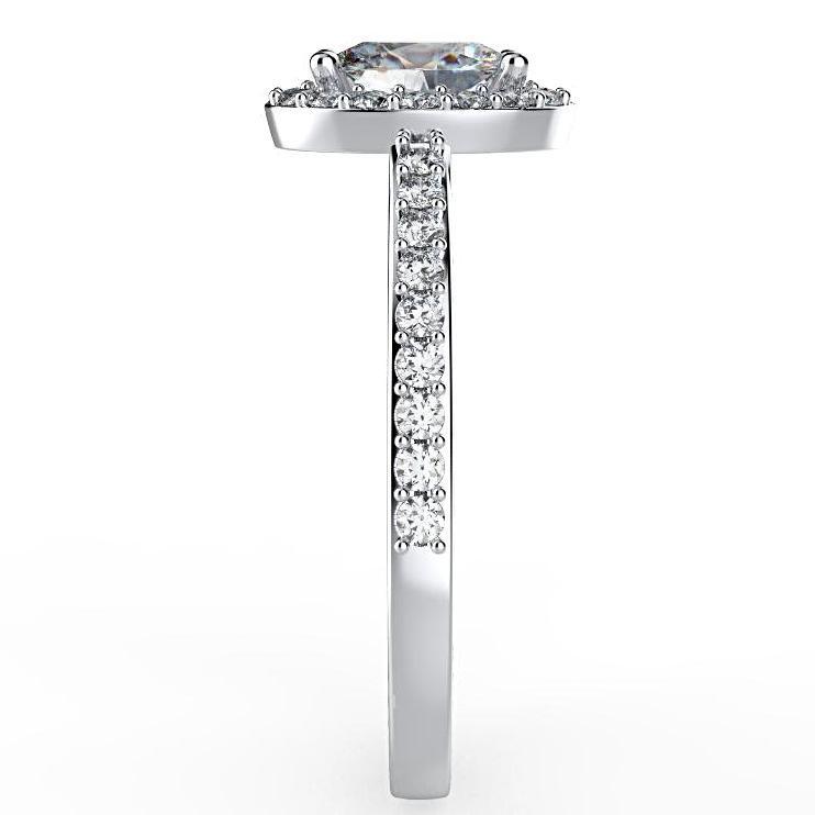 Oval Diamond Halo Engagement Ring 18K White Gold (0.36 ct. tw.) - Thenetjeweler