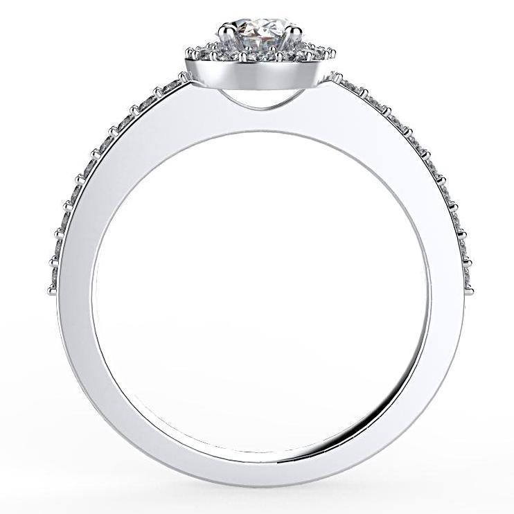 Oval Diamond Halo Engagement Ring 18K White Gold (0.36 ct. tw.) - Thenetjeweler