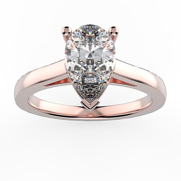 Pear Diamond Solitaire Engagement Ring 18K White Gold Setting - Thenetjeweler