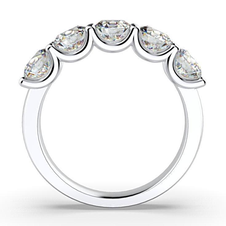 5-Stone Diamond Semi Eternity Ring Band 18K White Gold - Thenetjeweler