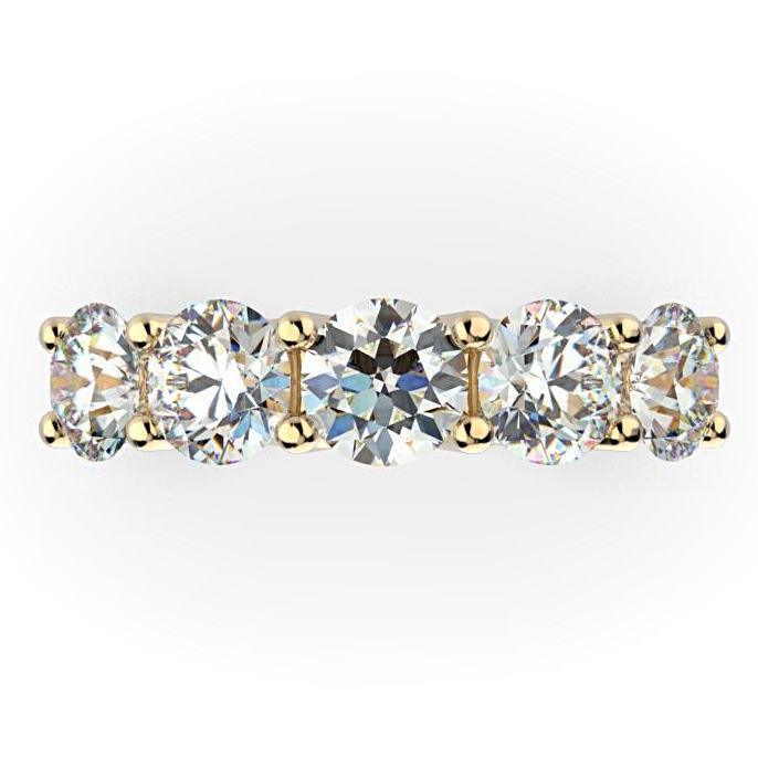 5-Stone Diamond Semi Eternity Ring Band 18K White Gold - Thenetjeweler