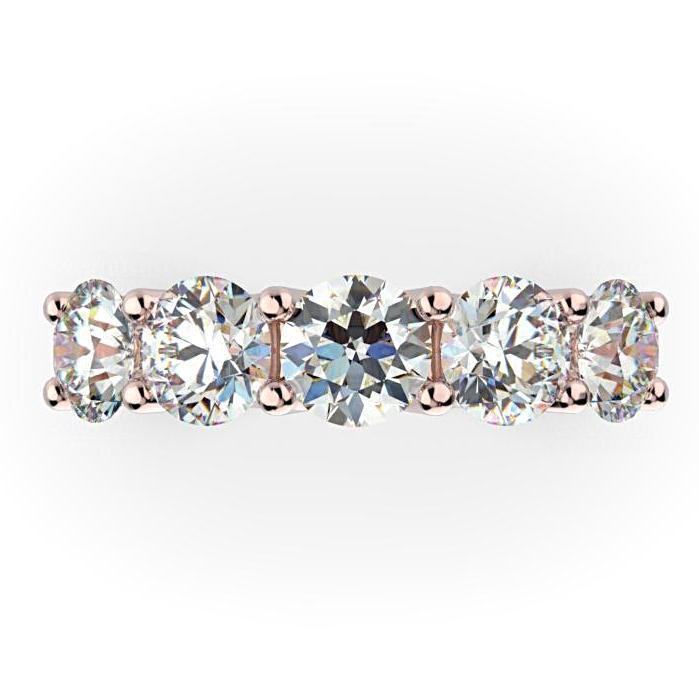 5-Stone Diamond Semi Eternity Ring Band 18K White Gold - Thenetjeweler