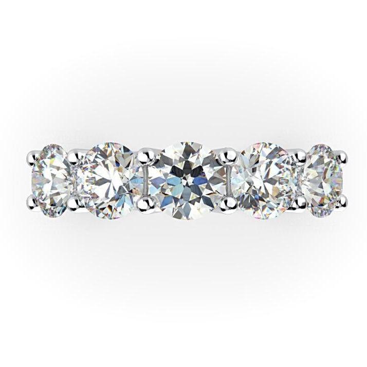 5-Stone Diamond Semi Eternity Ring Band 18K White Gold - Thenetjeweler