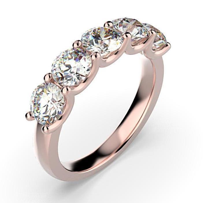 5-Stone Diamond Semi Eternity Ring Band 18K White Gold - Thenetjeweler