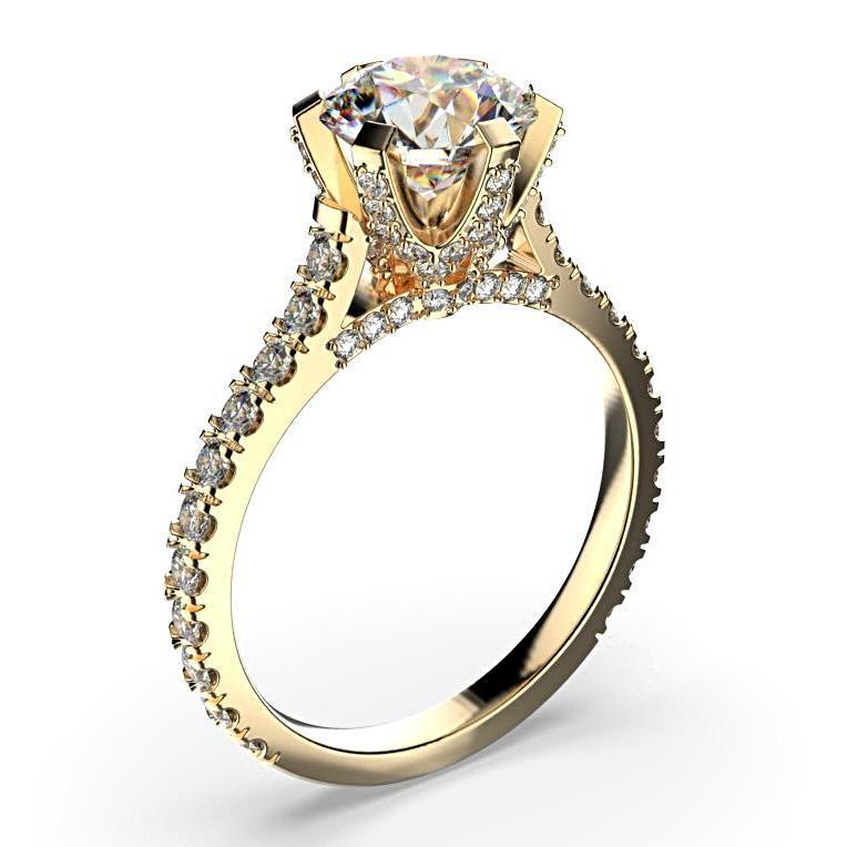 Round Pave Diamond Engagement Ring 18K White Gold - Thenetjeweler