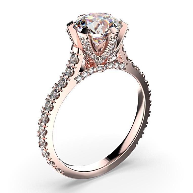 Round Pave Diamond Engagement Ring 18K White Gold - Thenetjeweler