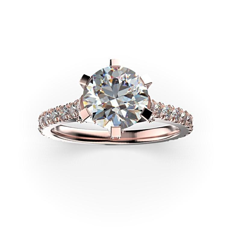Round Pave Diamond Engagement Ring 18K White Gold - Thenetjeweler