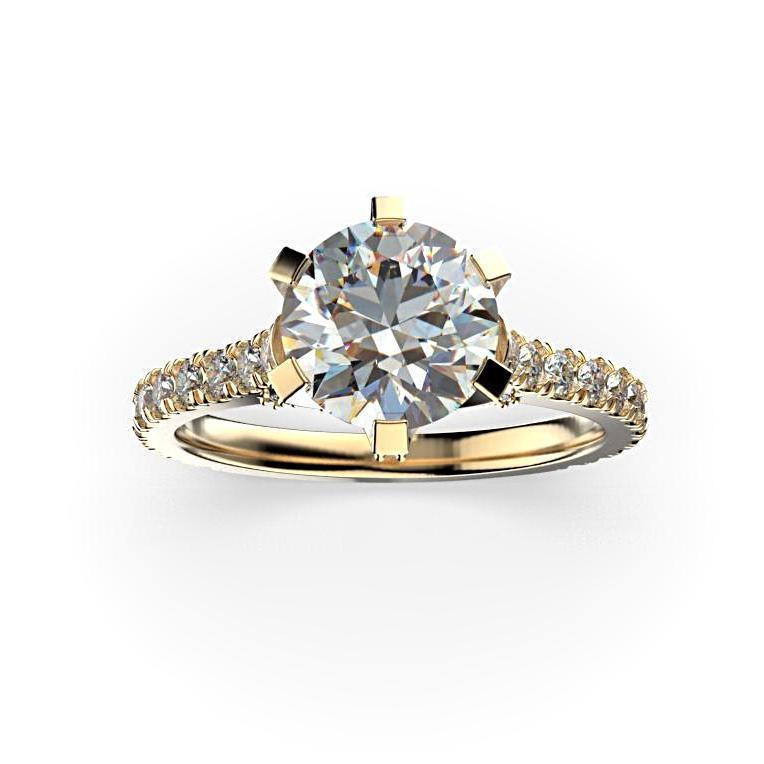 Round Pave Diamond Engagement Ring 18K White Gold - Thenetjeweler