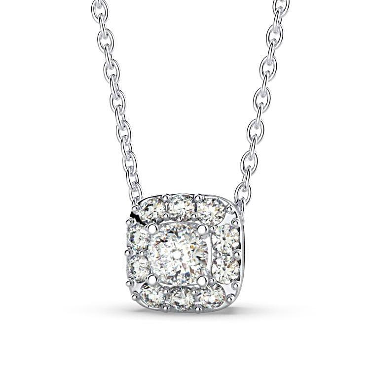 Cushion Halo Diamond Pendant - Thenetjeweler