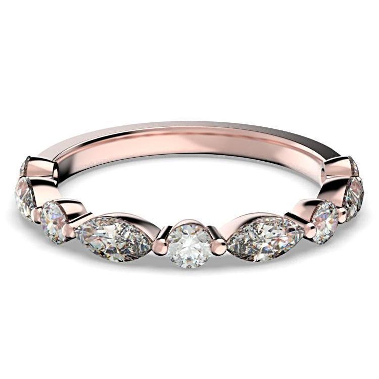 Round and Marquise Diamond Semi Eternity Ring Band - Thenetjeweler