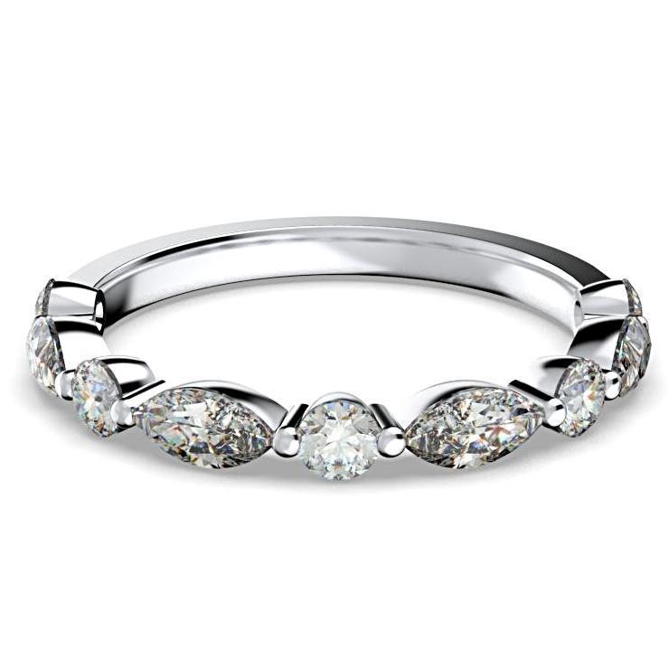 Round and Marquise Diamond Semi Eternity Ring Band - Thenetjeweler