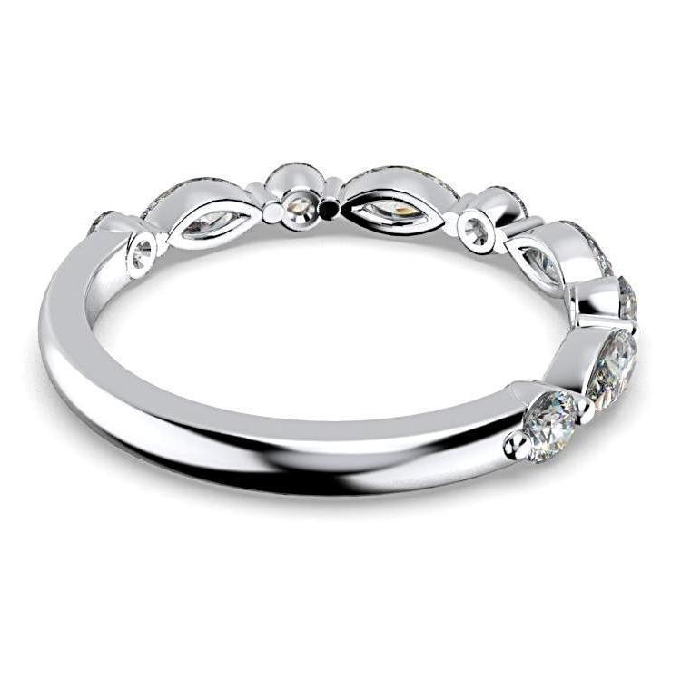 Round and Marquise Diamond Semi Eternity Ring Band - Thenetjeweler
