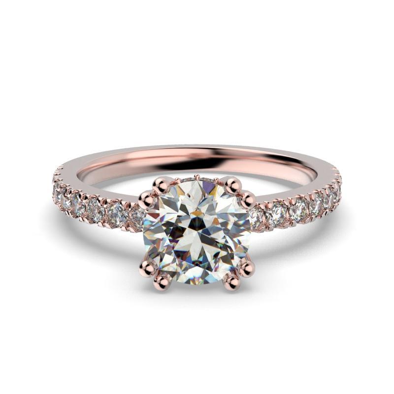 Round Diamond Side Stones White Gold Engagement Ring - Thenetjeweler