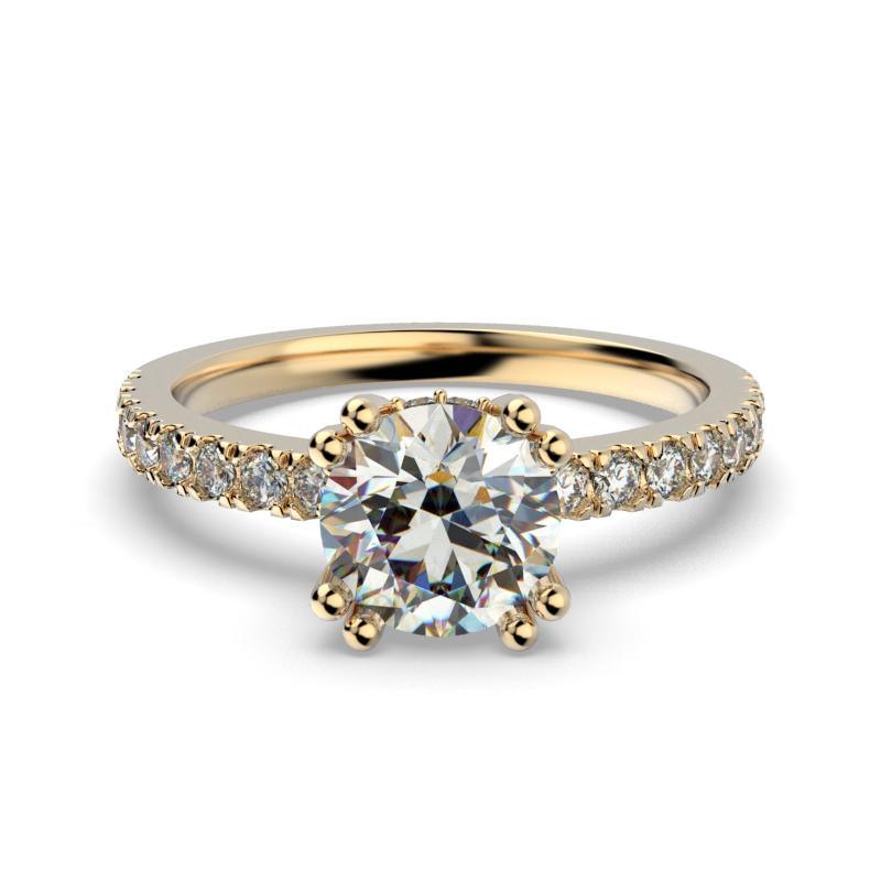 Round Diamond Side Stones White Gold Engagement Ring - Thenetjeweler