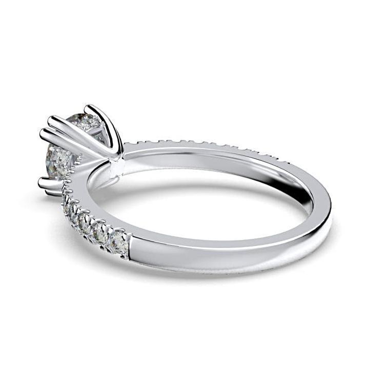 Round Diamond Engagement Ring with Side Stone Detail 18K White Gold - Thenetjeweler
