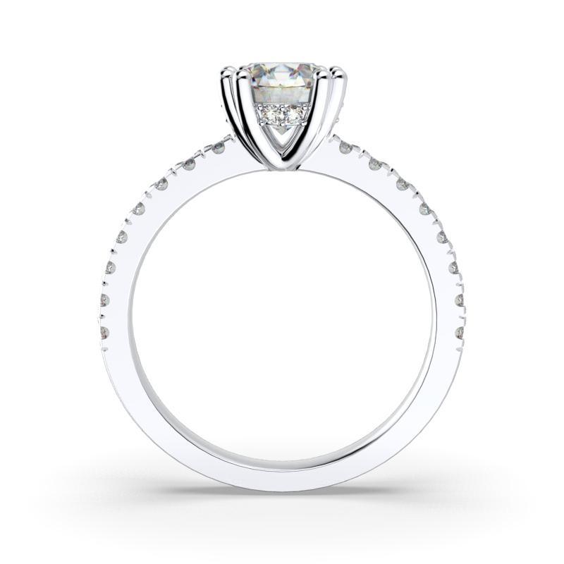 Round Diamond Side Stones White Gold Engagement Ring - Thenetjeweler