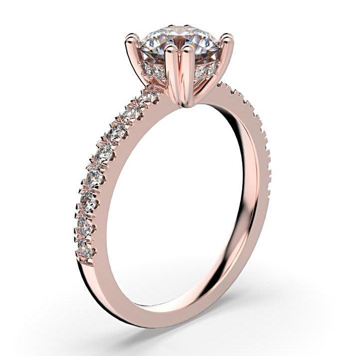 Round Diamond Engagement Ring with Side Stone Detail 18K White Gold - Thenetjeweler