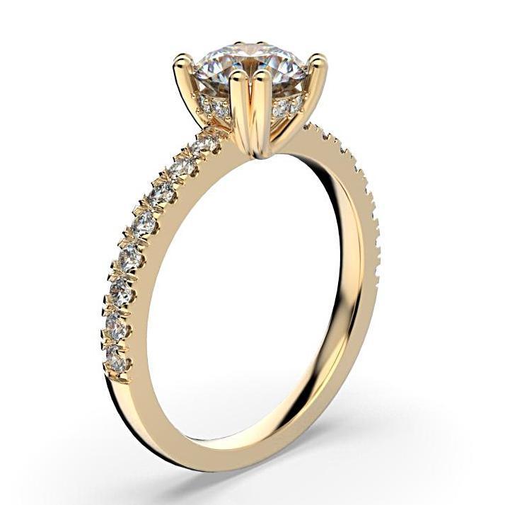 Round Diamond Engagement Ring with Side Stone Detail 18K White Gold - Thenetjeweler