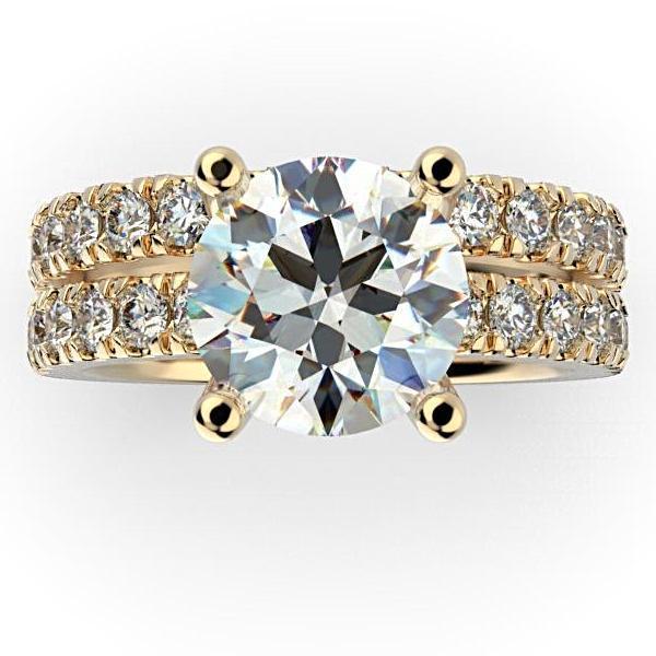 Diamond Bridal Set 0.96 ctw 18K White Gold Eternity Band and Engagement Ring - Thenetjeweler