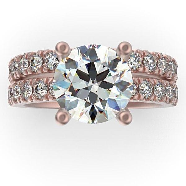Diamond Bridal Set 0.96 ctw 18K White Gold Eternity Band and Engagement Ring - Thenetjeweler