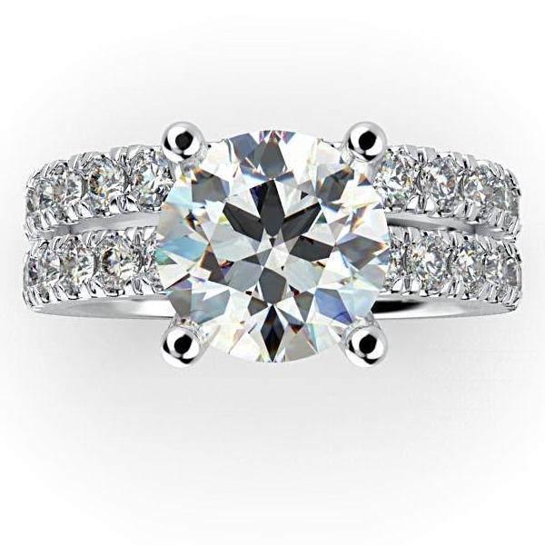 Diamond Bridal Set 0.96 ctw 18K White Gold Eternity Band and Engagement Ring - Thenetjeweler