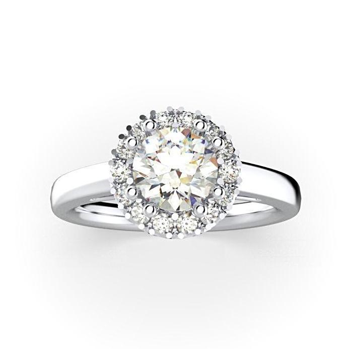 Round Diamond Halo Solitaire Engagement Ring 18K White Gold - Thenetjeweler