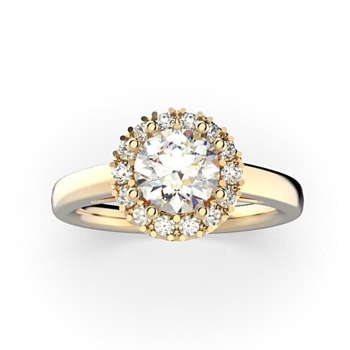 Round Diamond Halo Solitaire Engagement Ring 18K White Gold - Thenetjeweler