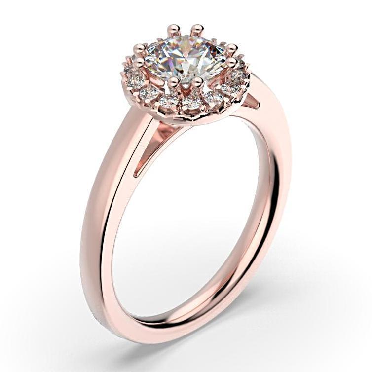 Round Diamond Halo Solitaire Engagement Ring 18K White Gold - Thenetjeweler