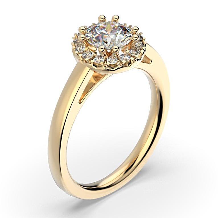 Round Diamond Halo Solitaire Engagement Ring 18K White Gold - Thenetjeweler