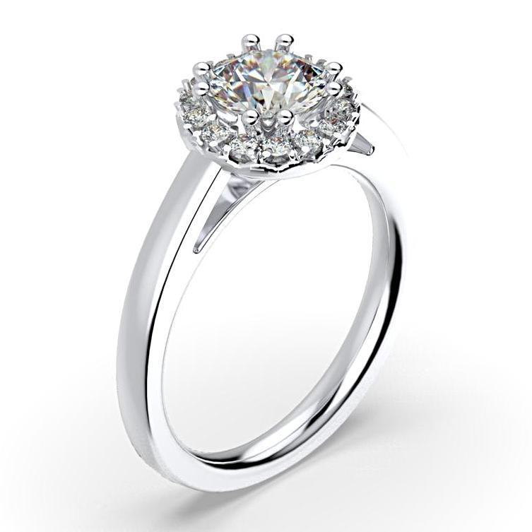 Round Diamond Halo Solitaire Engagement Ring 18K White Gold - Thenetjeweler
