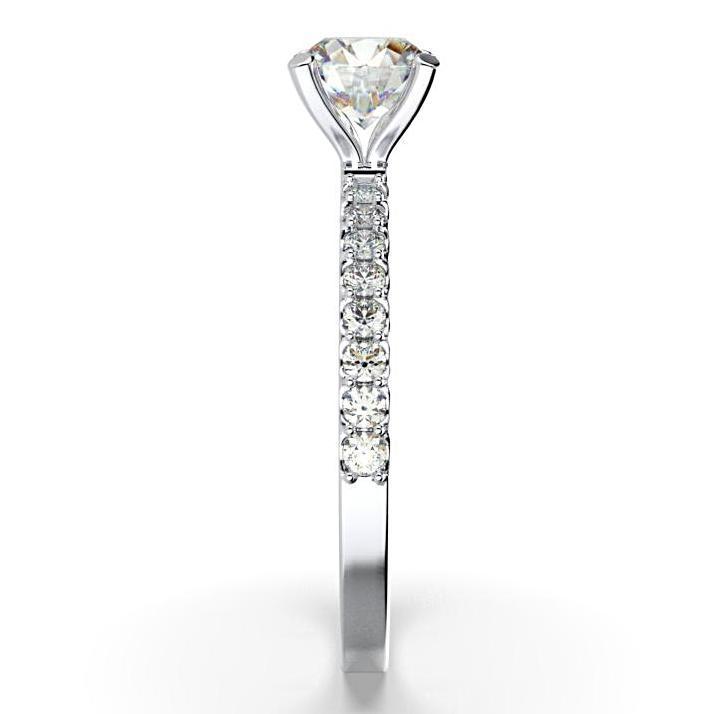 Round Diamond Engagement Ring with Side Stones 18K White Gold (0.26 ct. tw.) - Thenetjeweler