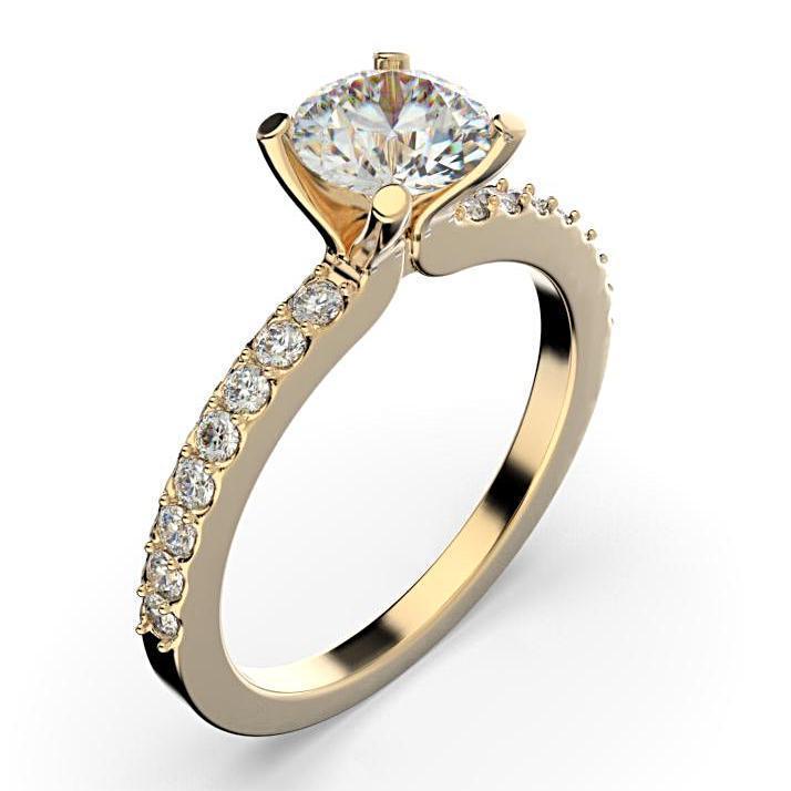 Round Diamond Engagement Ring with Side Stones 18K White Gold (0.26 ct. tw.) - Thenetjeweler