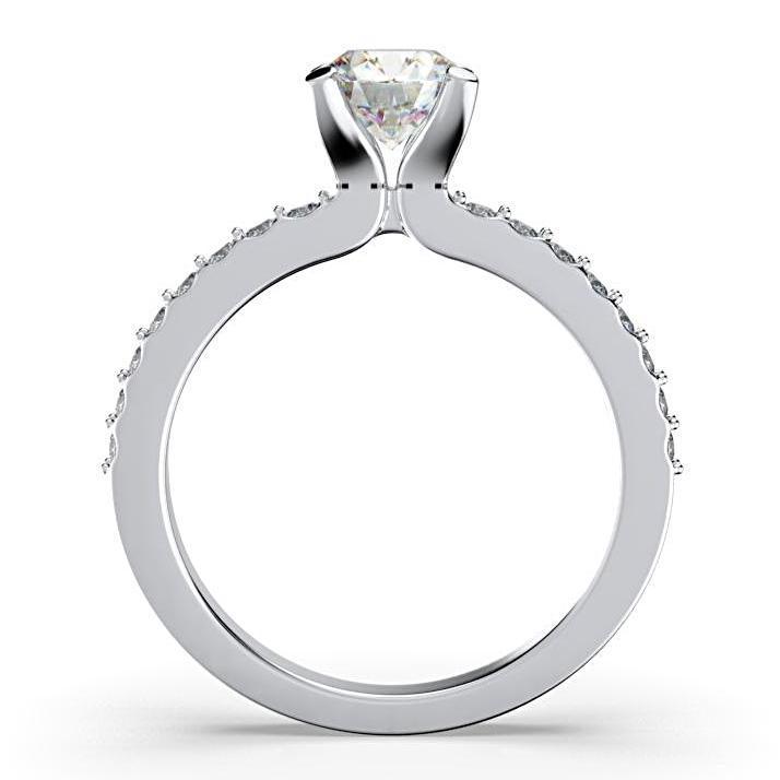 Round Diamond Engagement Ring with Side Stones 18K White Gold (0.26 ct. tw.) - Thenetjeweler