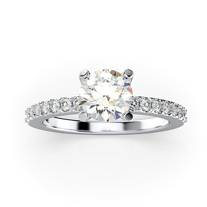 Round Diamond Engagement Ring with Side Stones 18K White Gold (0.26 ct. tw.) - Thenetjeweler