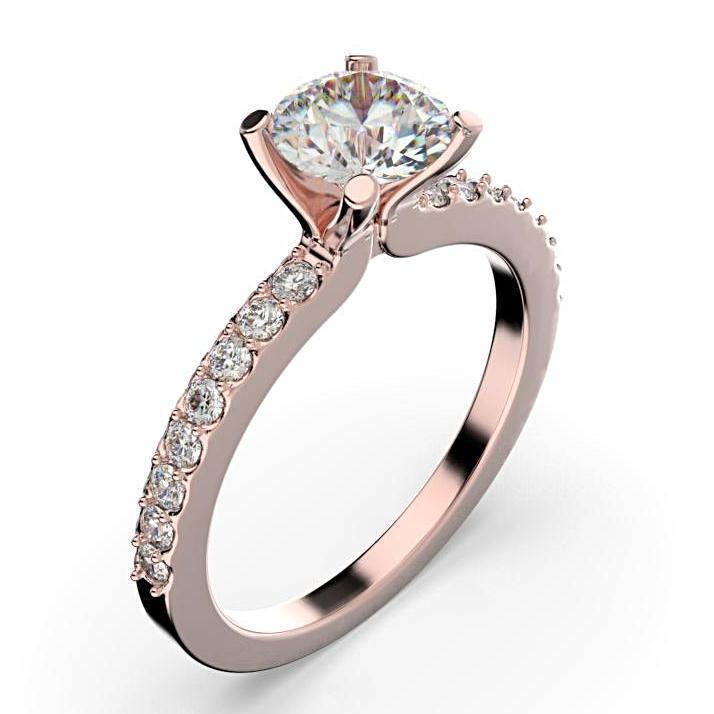 Round Diamond Engagement Ring with Side Stones 18K White Gold (0.26 ct. tw.) - Thenetjeweler