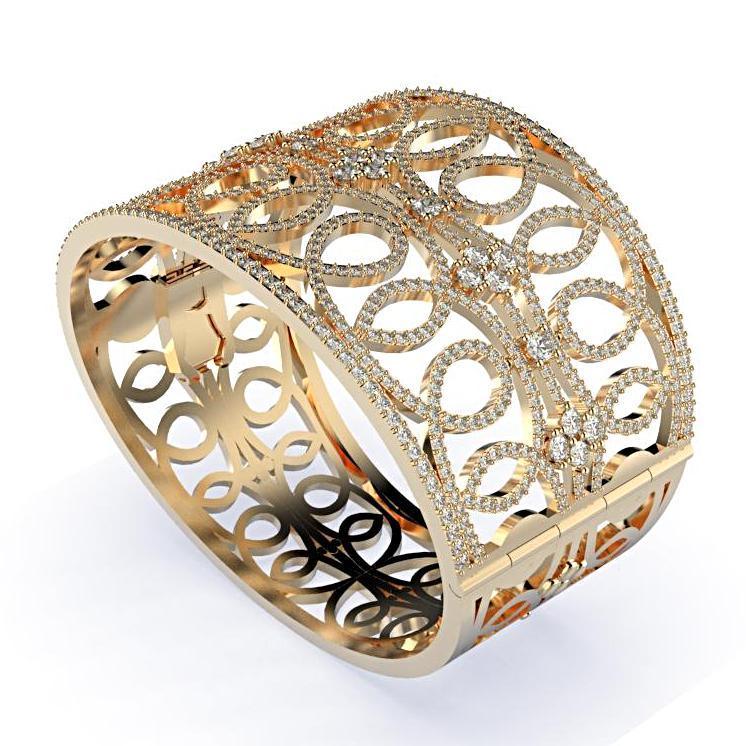 Diamond Bangle Bracelet 18K Yellow Gold (10 ct. wt.) - Thenetjeweler