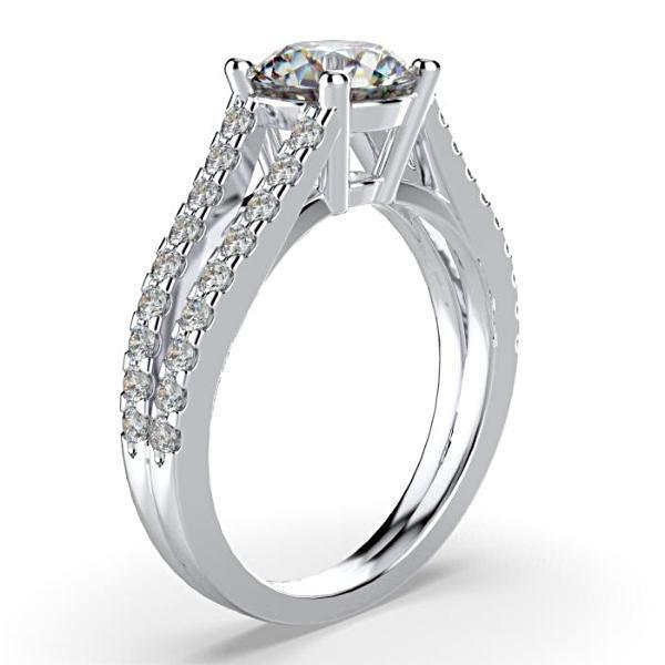 Round Diamond Split Shank Engagement Ring 18K White Gold - Thenetjeweler