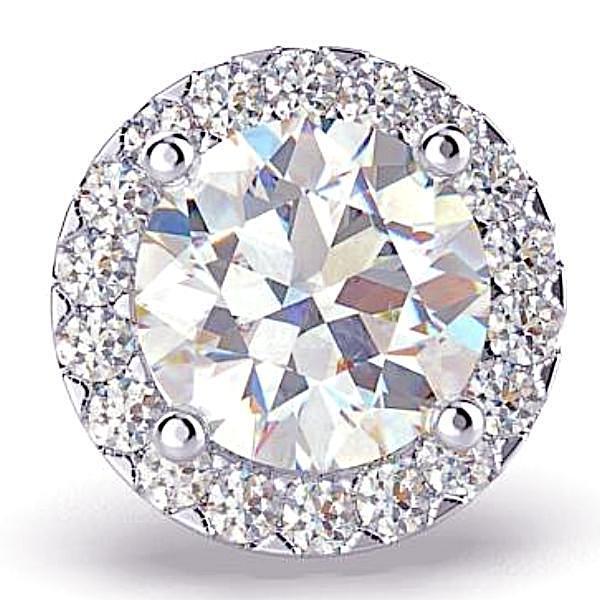 Diamond Halo Stud Earrings 18K White Gold Setting 0.86 carat WT. - Thenetjeweler