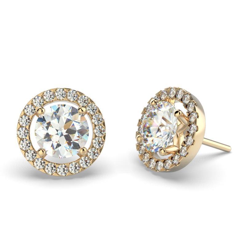 Diamond Halo Stud Earrings with Space 18K White Gold - Thenetjeweler