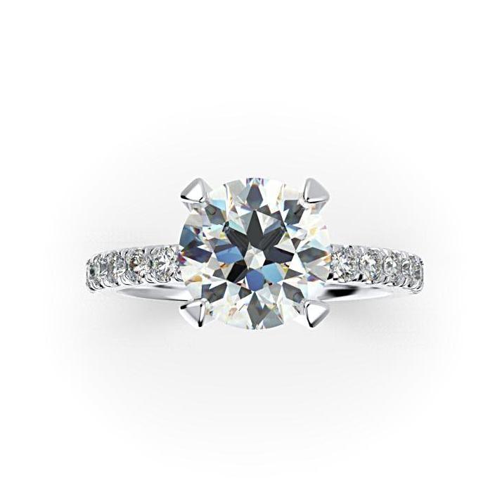 Round Diamond Engagement Ring with Side Stones 18K White Gold (0.28 ct. tw.) - Thenetjeweler