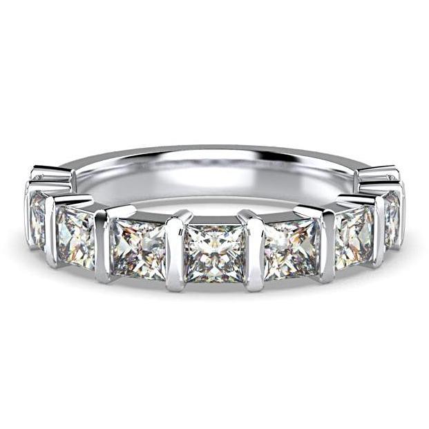 Princess Cut Diamond Semi Eternity Ring 18K White Gold Band 1.80 ct tw - Thenetjeweler