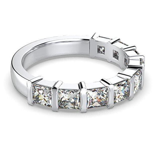 Princess Cut Diamond Semi Eternity Ring 18K White Gold Band 1.80 ct tw - Thenetjeweler