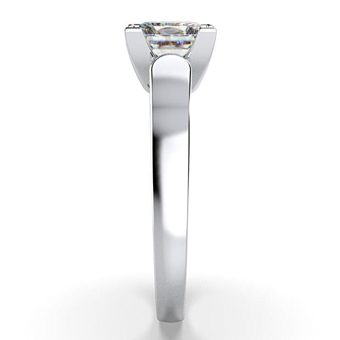 Princess Cut Solitaire Diamond Engagement Ring 18K White Gold Setting - Thenetjeweler