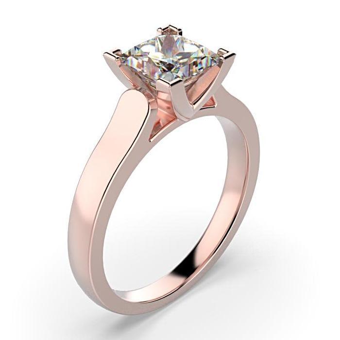Princess Cut Solitaire Diamond Engagement Ring 18K White Gold Setting - Thenetjeweler