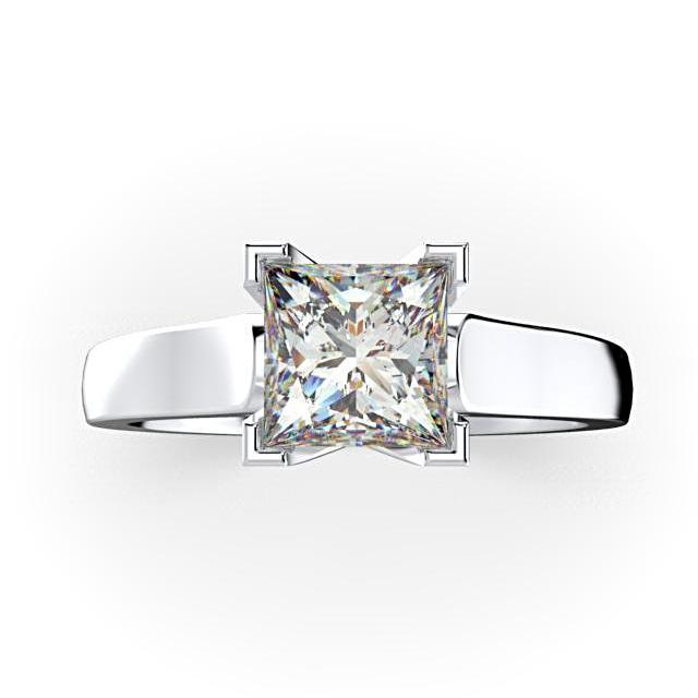 Princess Cut Solitaire Diamond Engagement Ring 18K White Gold Setting - Thenetjeweler