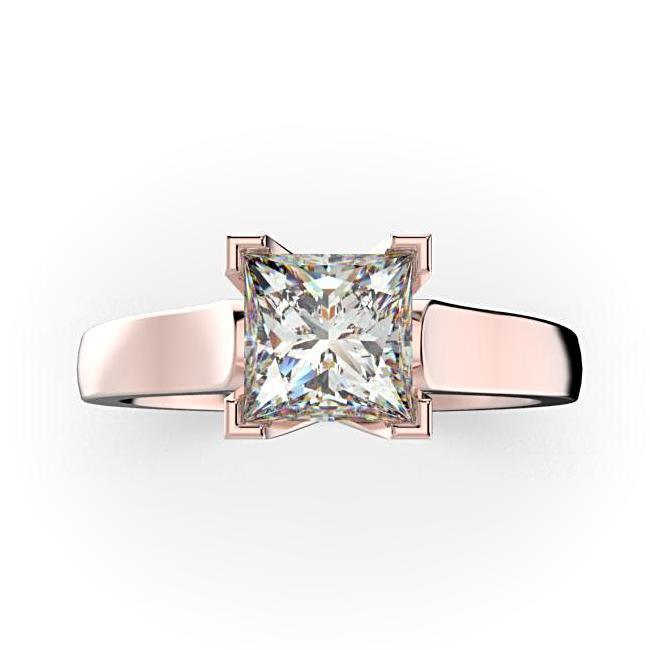 Princess Cut Solitaire Diamond Engagement Ring 18K White Gold Setting - Thenetjeweler